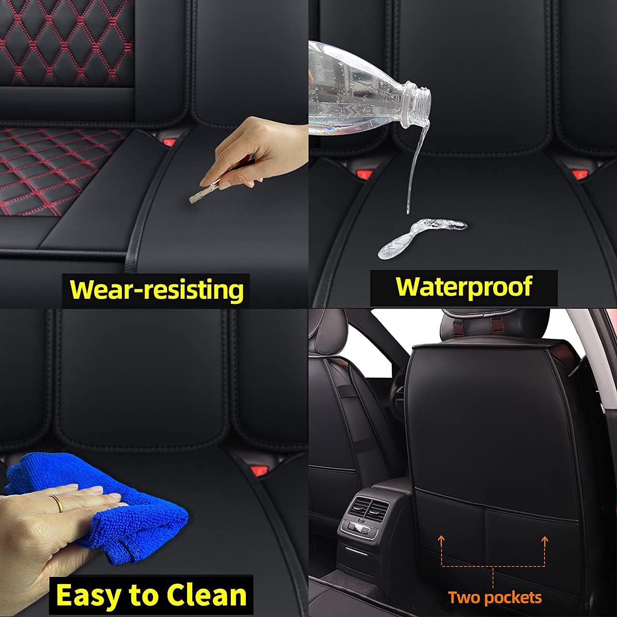 Leather Waterproof Car Seat Covers Full Set I14307