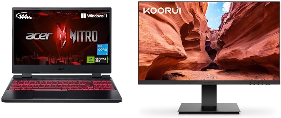 Gaming Laptop with Core i5-12500H, NVIDIA GeForce RTX 3050, 24 Inch Computer Monitor Full HD 1920 x 1080p VA Display 75Hz 3000:1 Contrast Ratio I879700