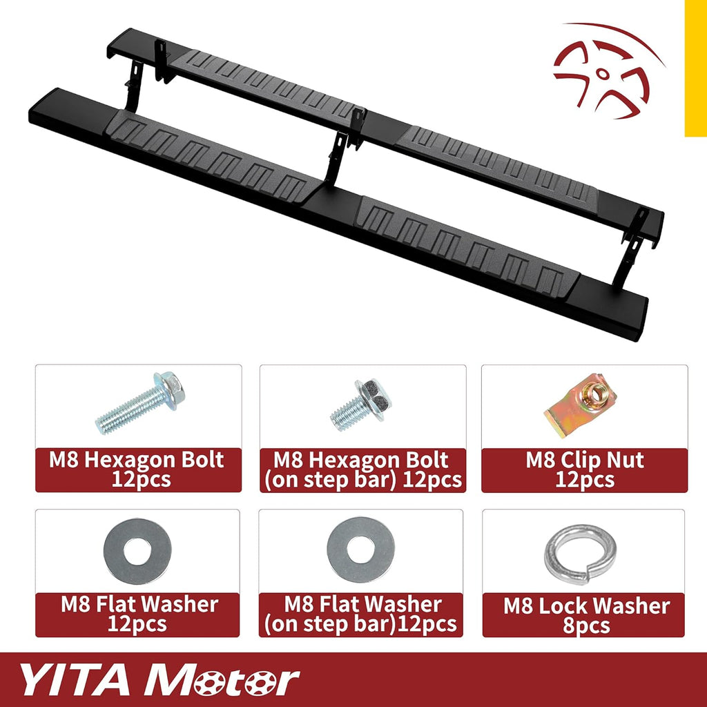 6 Inches Aluminum Black Running Boards E534