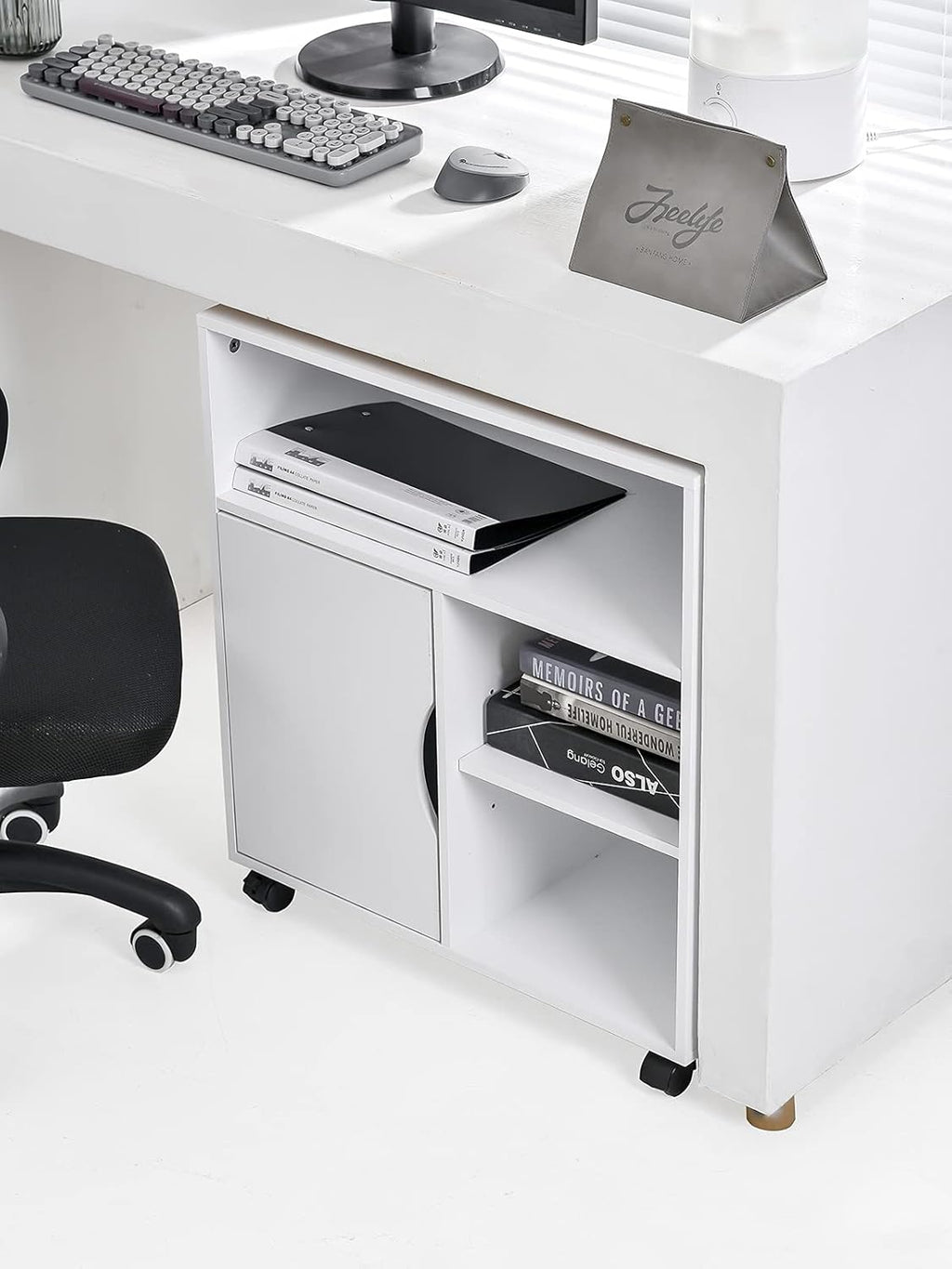 Mobile File Cabinet with Wheels and 3 Open Shelves G83995