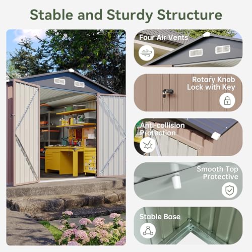 12x10 FT Brown Metal Steel Storage Shed C539171