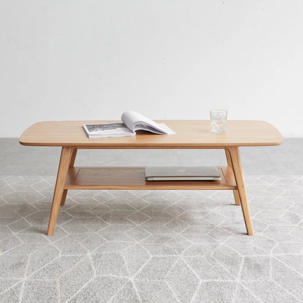 Solid Wood Coffee Table with Storage Shelf D33291