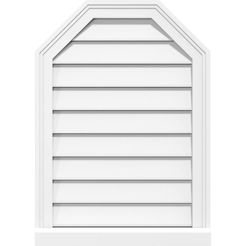 30x22W x 40x22H Octagonal Top Surface Mount PVC Gable Vent with Brickmoul M29684