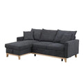 Dark Gray Fabric Reversible Sleeper Sectional with Storage Chaise V355