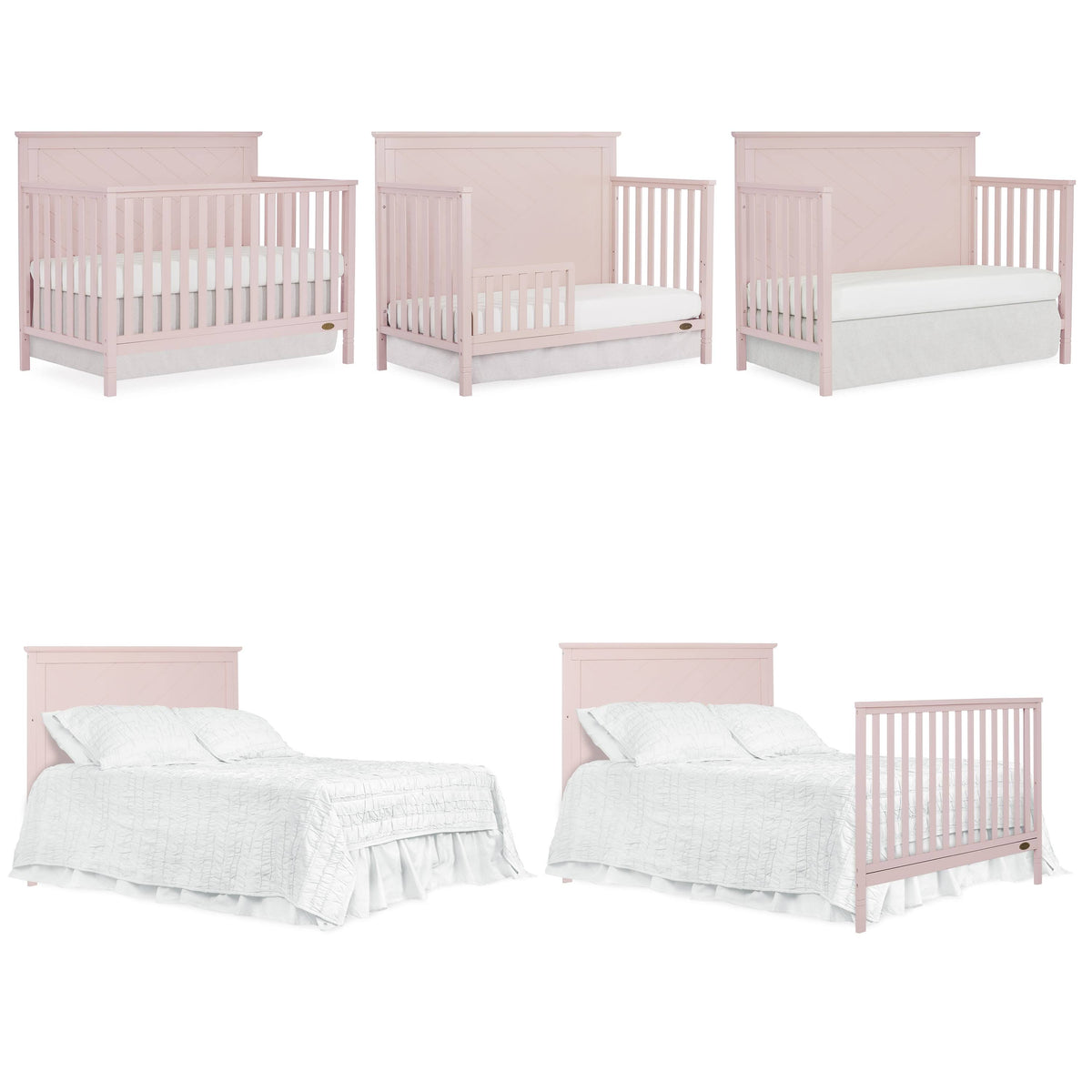 Blush Pink 5 in 1 Convertible Crib J572