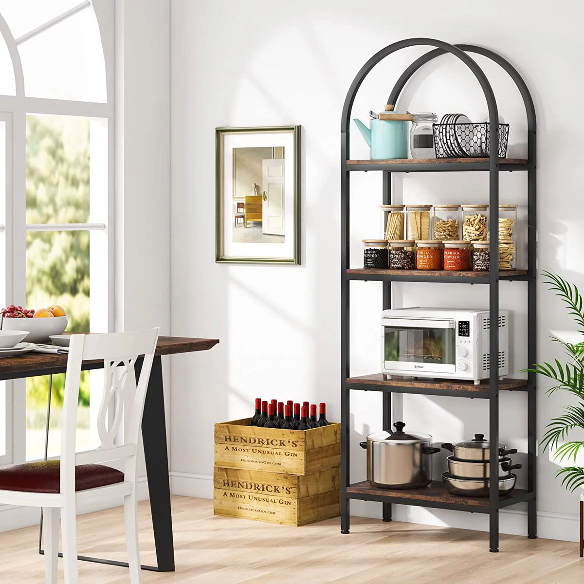 4-Tier Wood Bookshelf Set of 2 with Metal Frame X42312