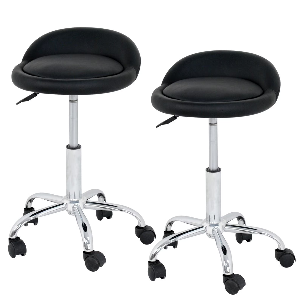 Set of Two Swivel Salon Stool Chair, Black I33959