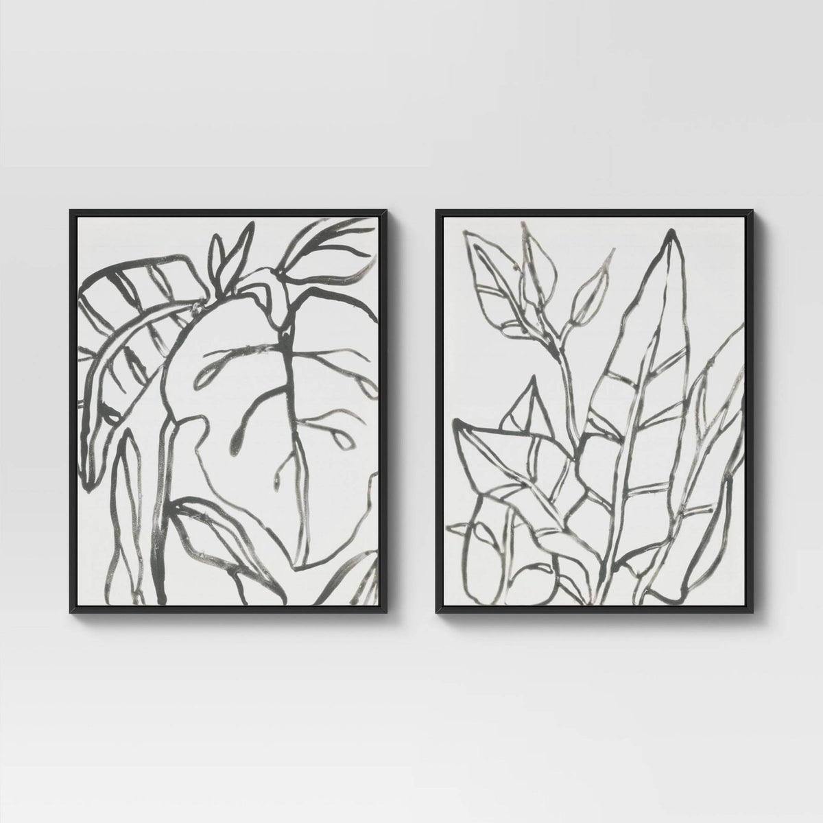 Botanical Sketch Framed Wall Canvas White/Black A973399