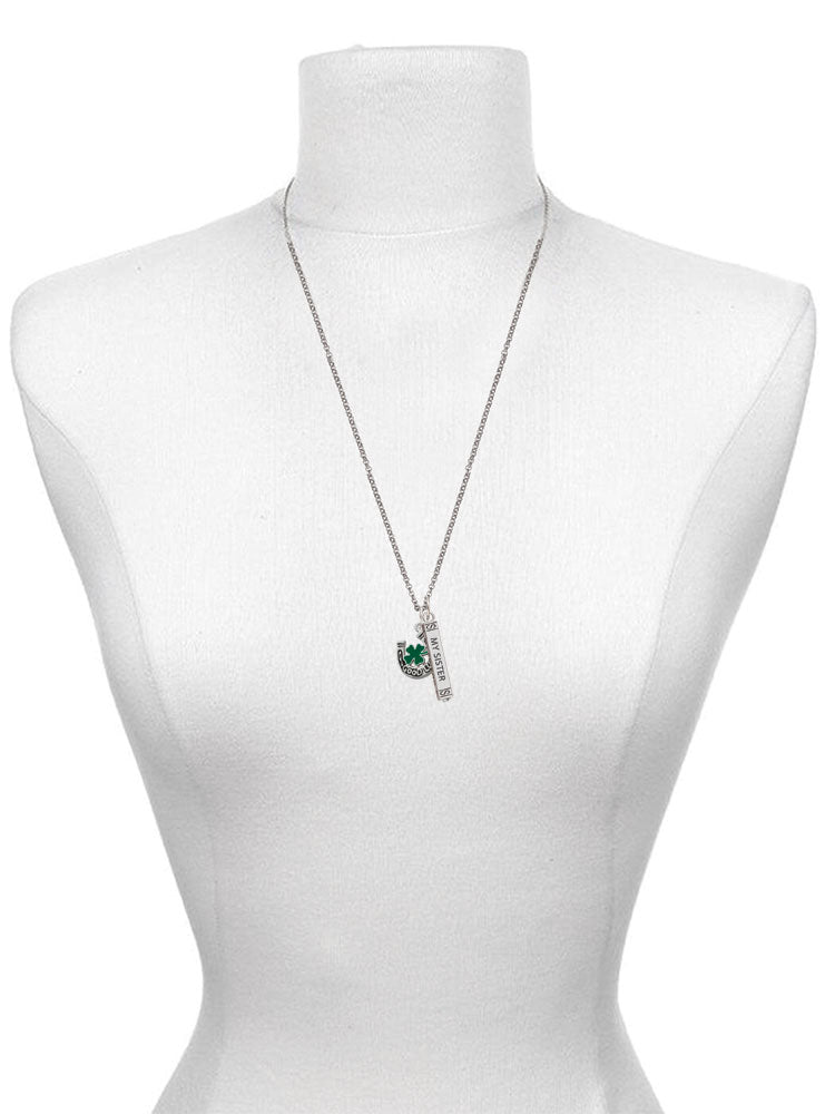 Silvertone Horseshoe Four Leaf Clover Charm Necklace, 23" W880