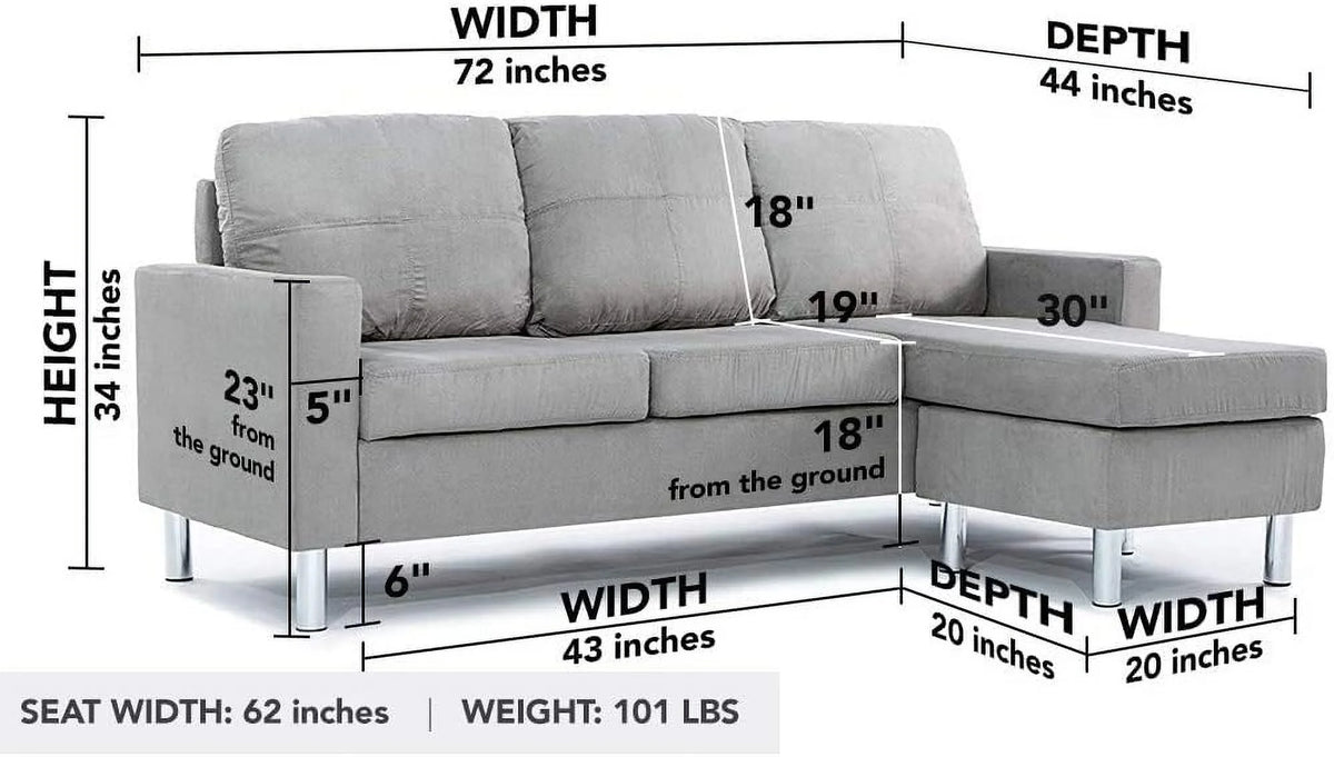 Modern Sectional Sofa Gray B120