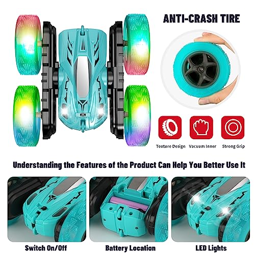 Yellow 360° Rotating 2.4Ghz Double-Sided Driving Stunt Car W830