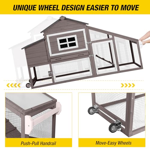 Large Mobile Chicken Coop with Wheels U34209