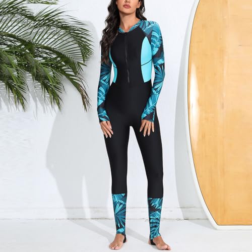 Long Sleeve Long Pant Zip Front One Piece Swimwear Z2808