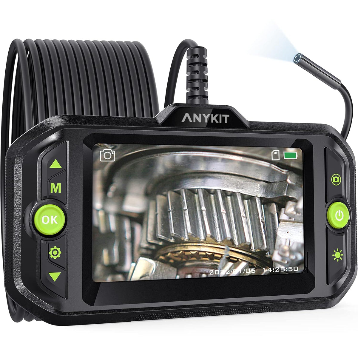 1080P HD Borescope Inspection Camera with 6 LED Lights and 16.4ft Semi-Rigid Gooseneck I6043