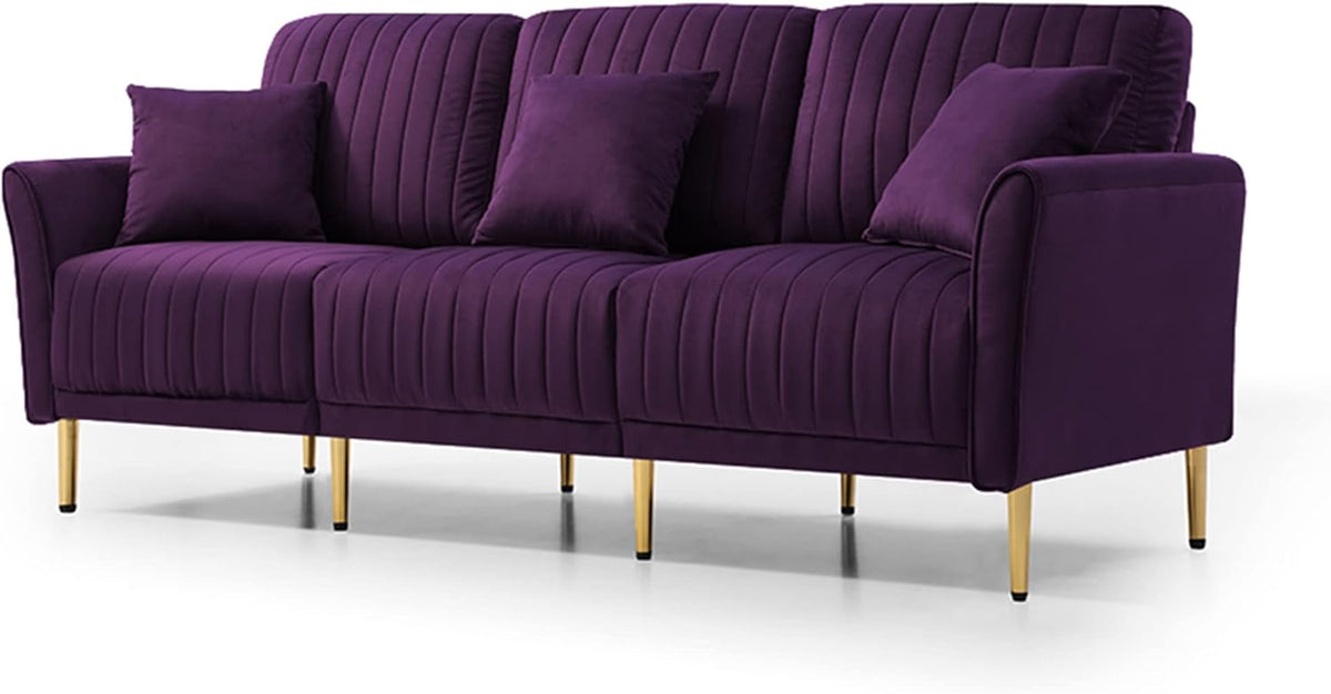 3-Piece Velvet Purple Sectional Sofa Set G1076