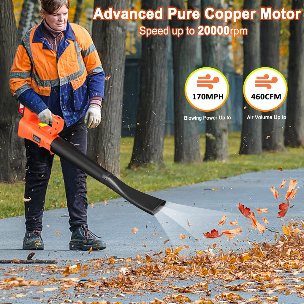 Cordless Electric Leaf Blower with Battery and Charger, 460CFM 170MPH 6 Speeds 21V 3.0AH X853374