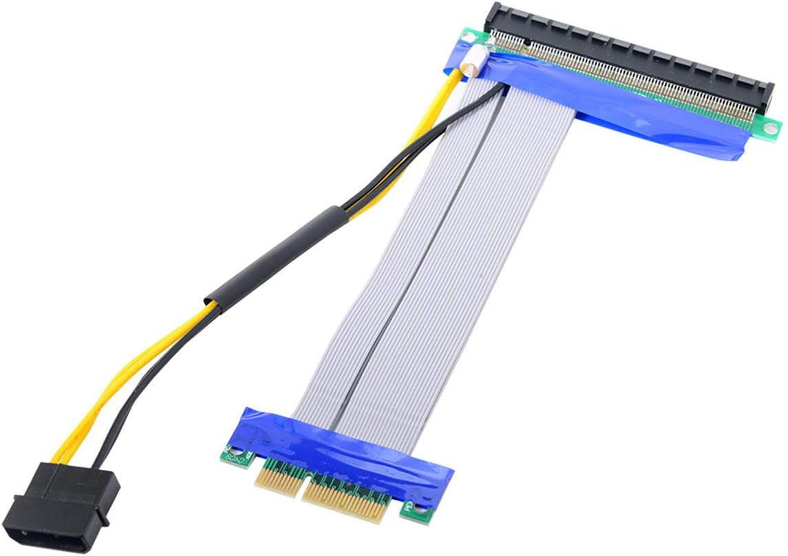 PCI-E Express 4X to 16x Riser Card Adapter with 4pin Power 15cm Pack of 2 D575085