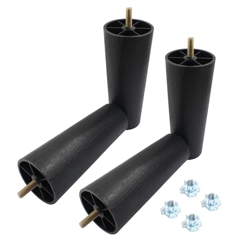 4Pcs 6 inch Plastic Tapered Sofa Legs with M8 Hanger Bolts J56239