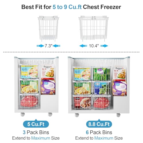 3 Pack Adjustable Black Freezer Organizer Bins W1670