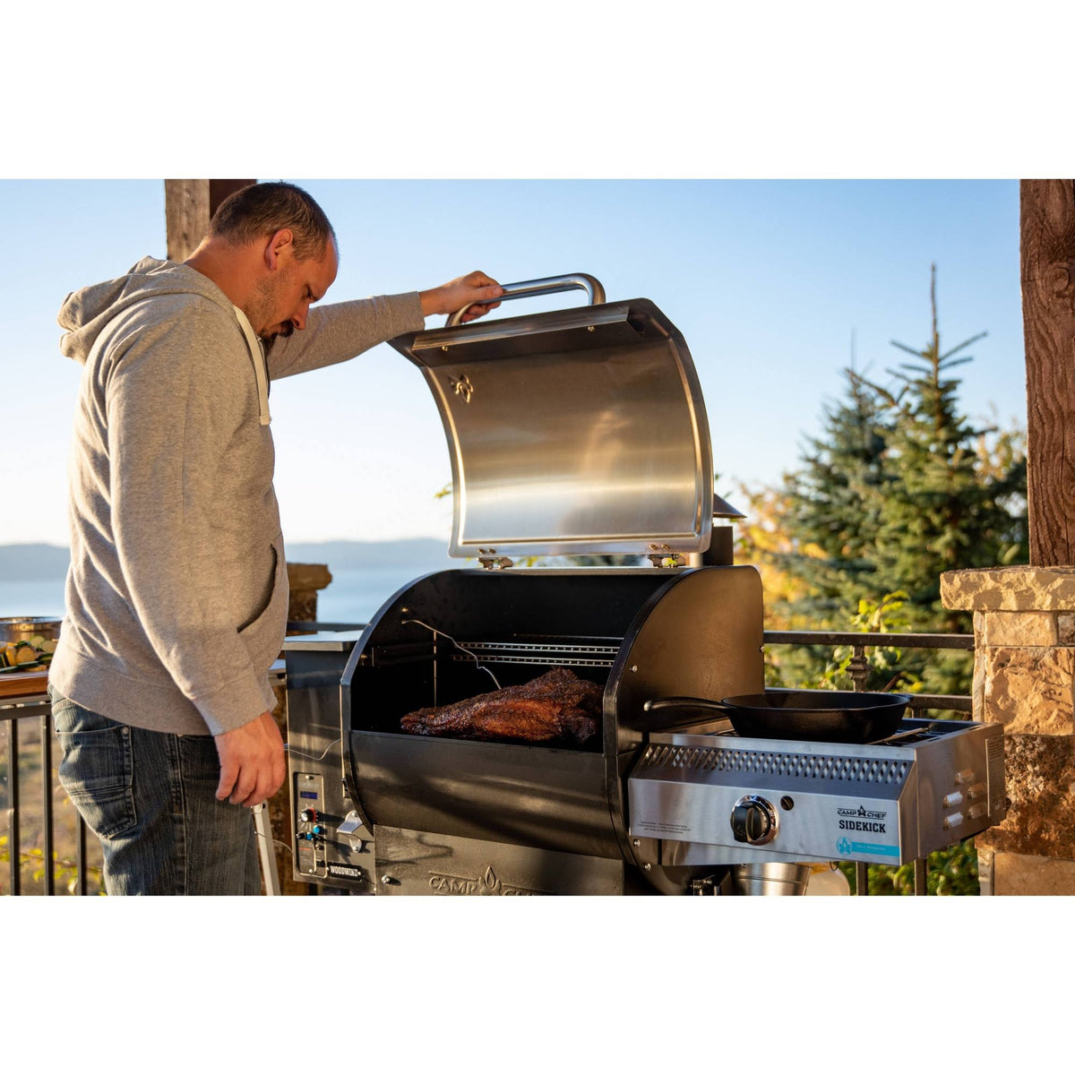 Pellet Grill with Sidekick Stove Griddle Accessory X8968