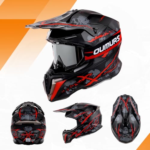 Adult ATV Dirt Bike Helmet Dual Visor with Gloves & Mask Adjustable Sun Visor Motorcycle Helmet Q256209