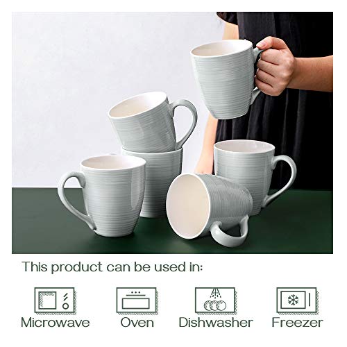 White Ceramic Coffee Mugs Set of 6, 17 Oz D6355