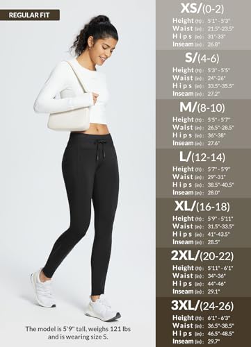 Women's Fleece Lined High Waisted Water Resistant Thermal Warm Winter Leggings with Pockets G164053