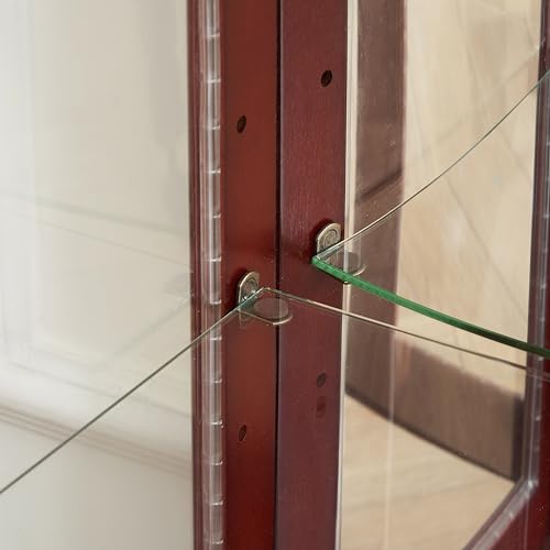 70" Tall 6-Shelf Curio Cabinet with 4 Tempered Glass Doors and Adjustable Storage Shelves (Oak) I570915