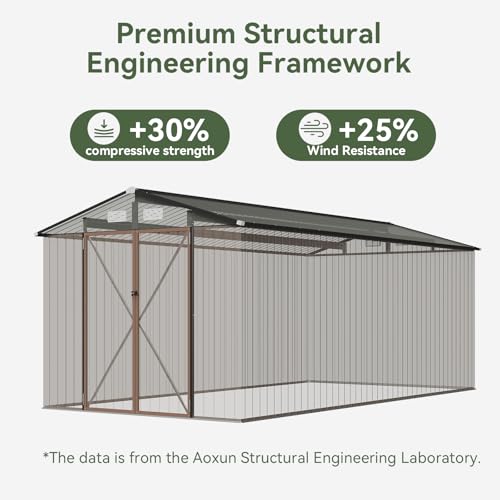 12x10 FT Brown Metal Steel Storage Shed C539171