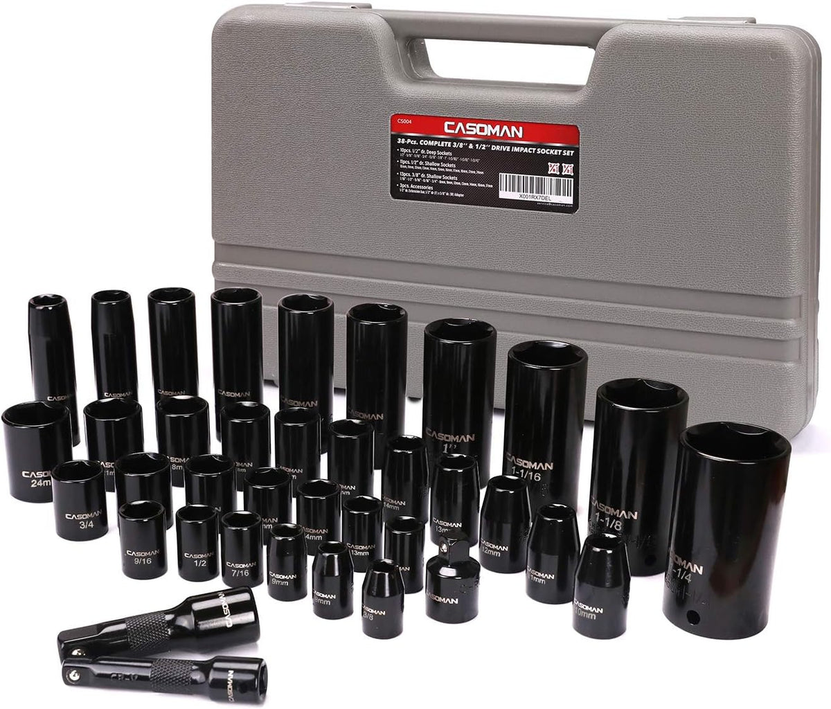 3/8 and 1/2" Drive 38-Piece Impact Socket Set B952252
