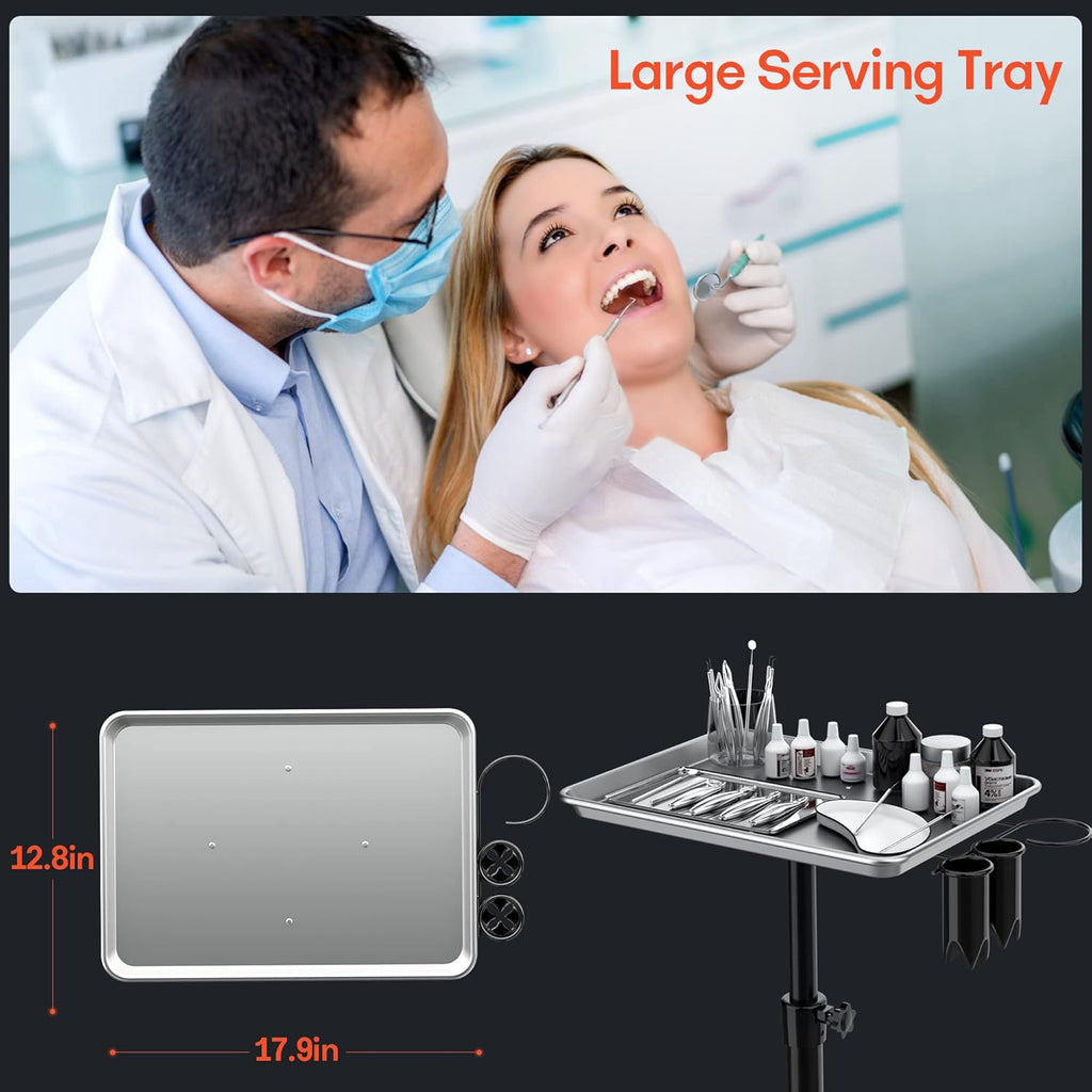 Adjustable Height Aluminum Salon Tray Cart with Accessory Caddy B137