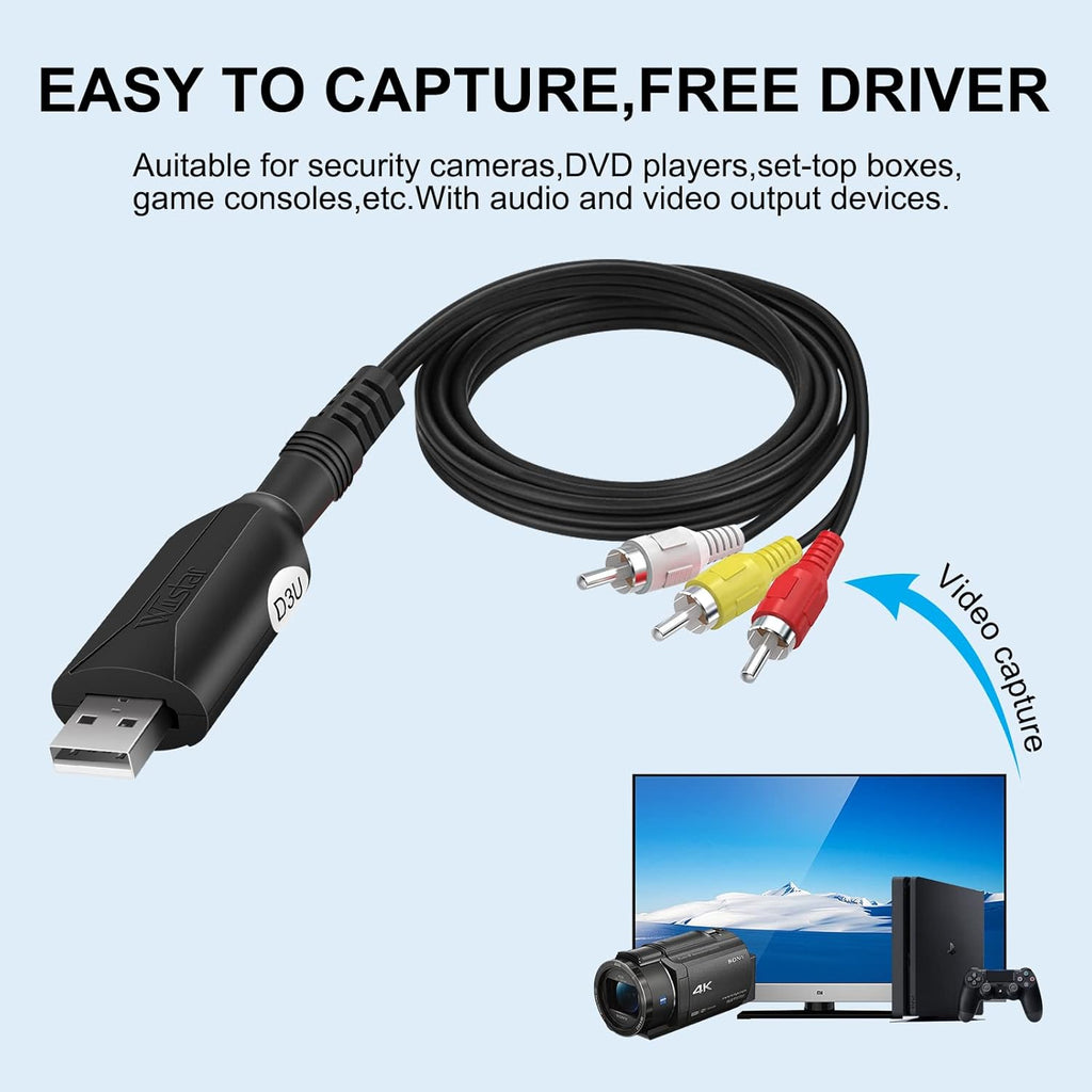 USB 2.0 AV RCA Video Audio Capture Card Adapter D36129