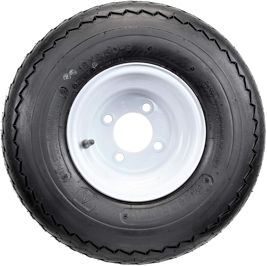 18 X 8.5 X 8 White 4 Lug Hole Golf Cart Tires & Rims F705
