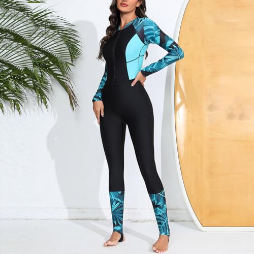 Long Sleeve Long Pant Zip Front One Piece Swimwear Z2808