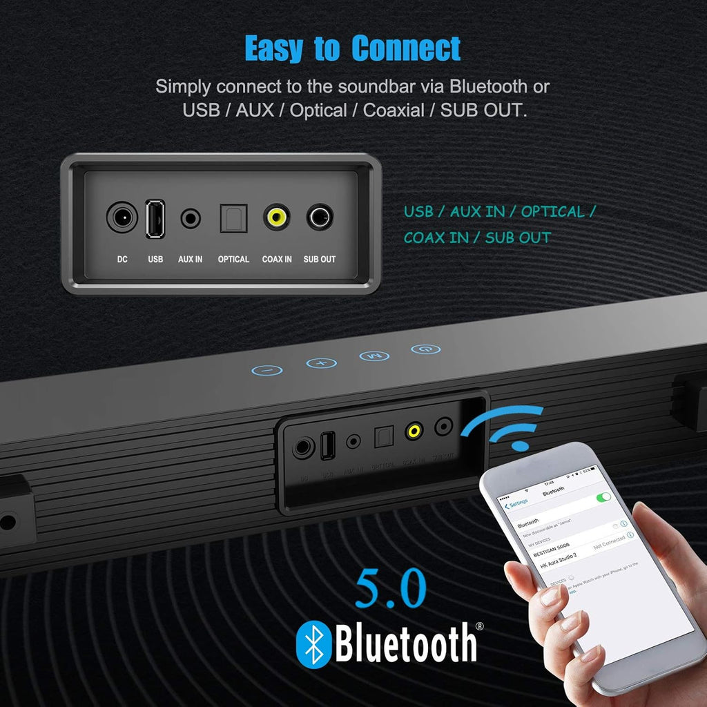 150W Wired & Wireless Bluetooth Sound Bar with Subwoofer C645