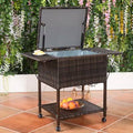 Rattan Portable Cooler Bar Serving Cart U183779