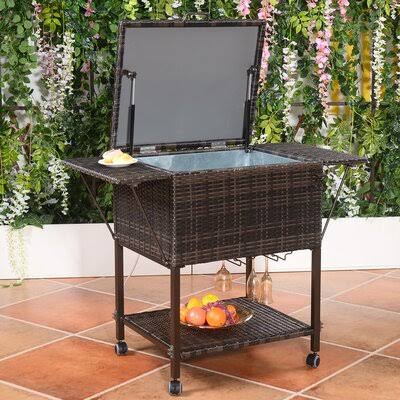Rattan Portable Cooler Bar Serving Cart U183779