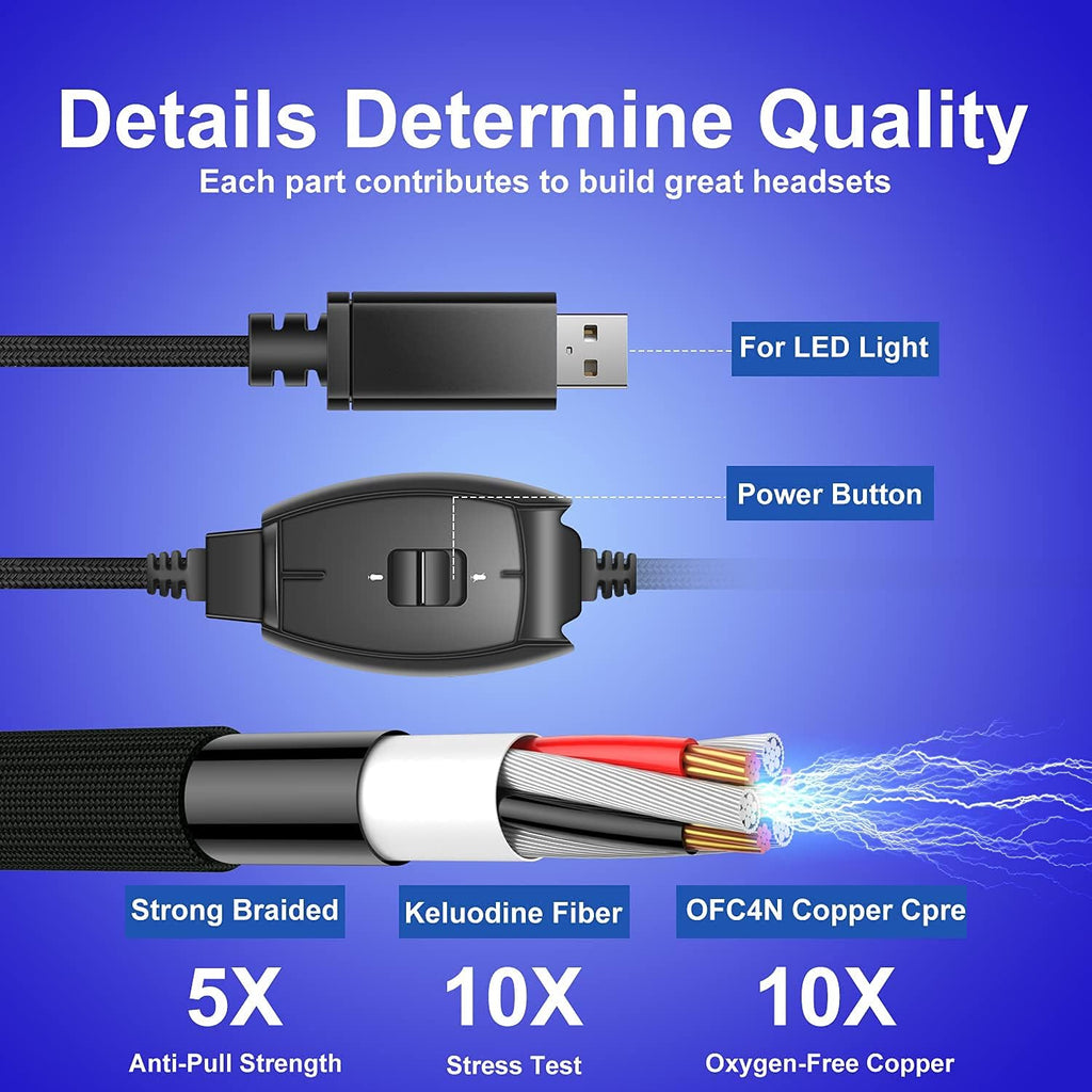 USB 7.1 Surround Sound Over Ear Wired Gaming Headset with Noise Cancelling Mic L2789