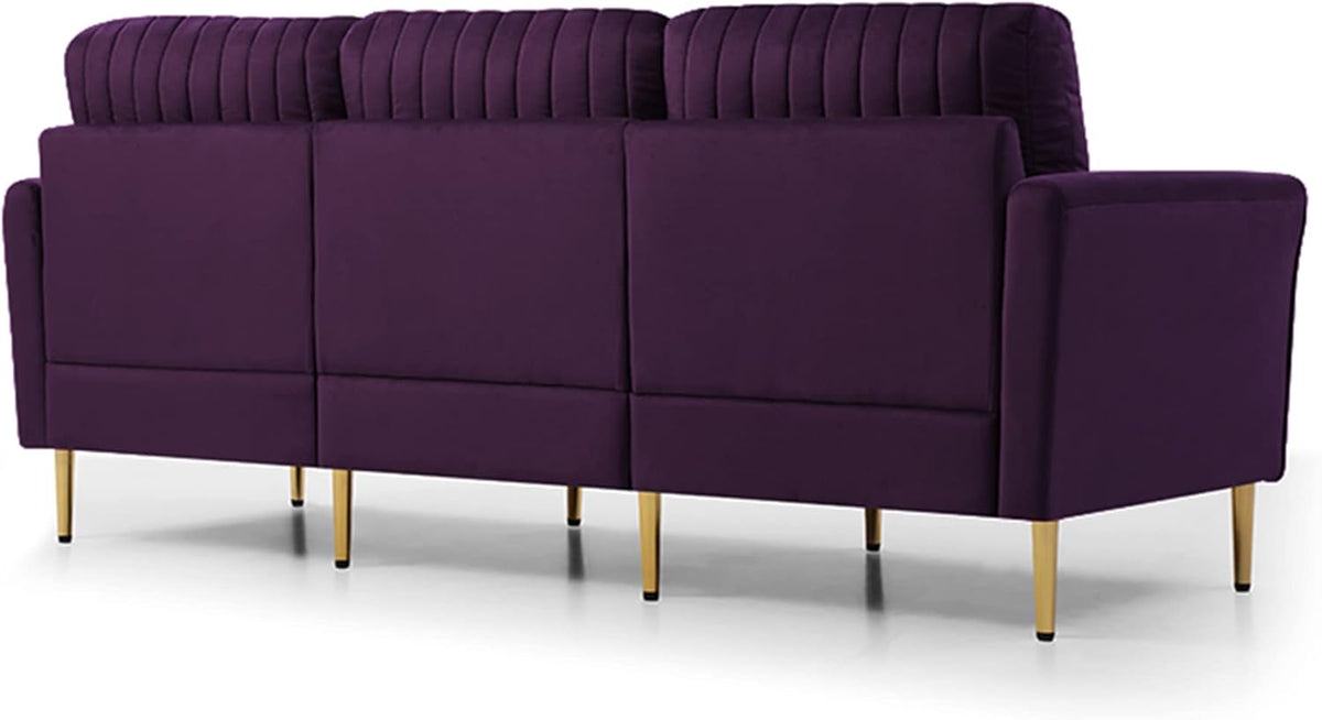 3-Piece Velvet Purple Sectional Sofa Set G1076
