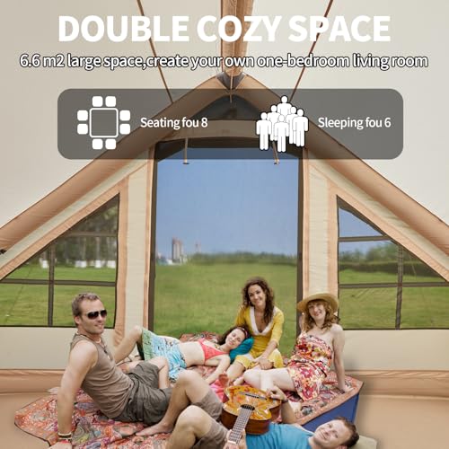 Inflatable Tent with Pump, 4-6 Person Instant Camping Tents, Waterproof with Mesh Windows C63205