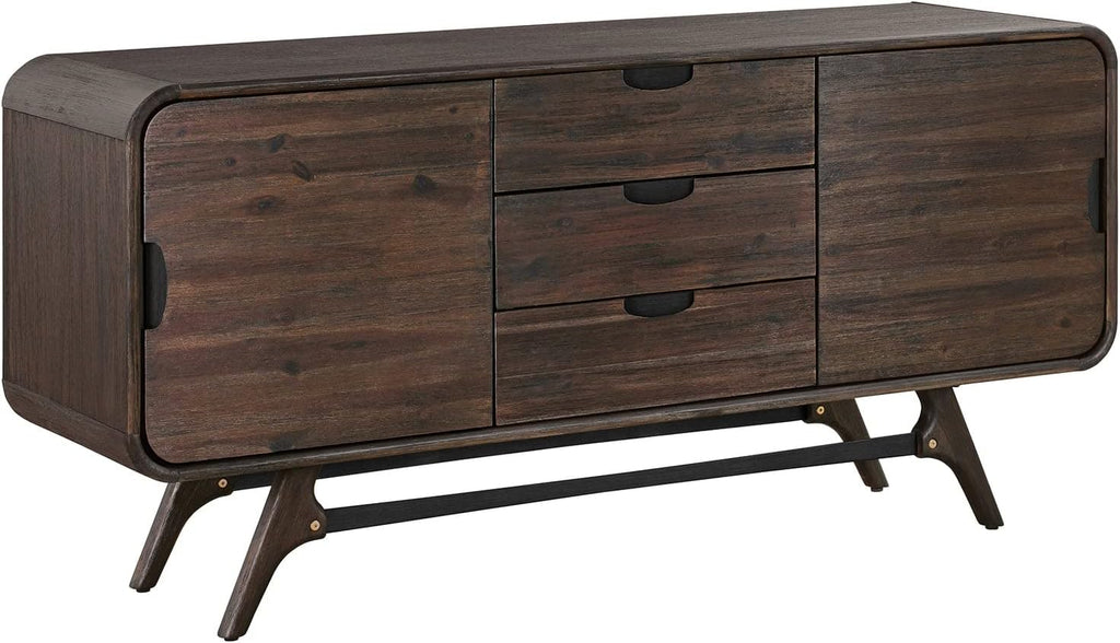 Brown 65 Inch Serving Cabinet with 3 Drawers O653