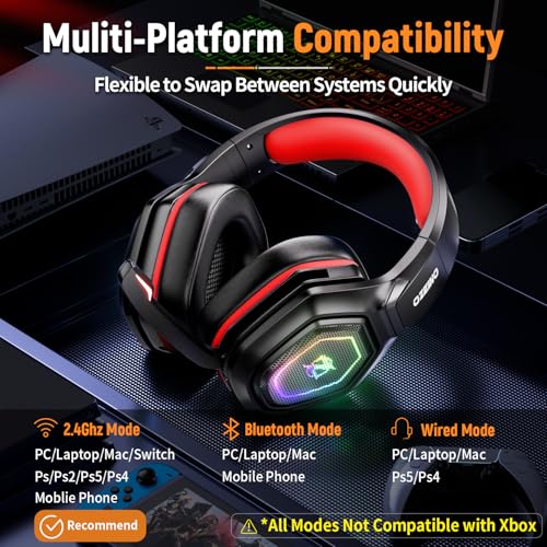 2.4GHz Wireless Gaming Headset with Flip Microphone B258413