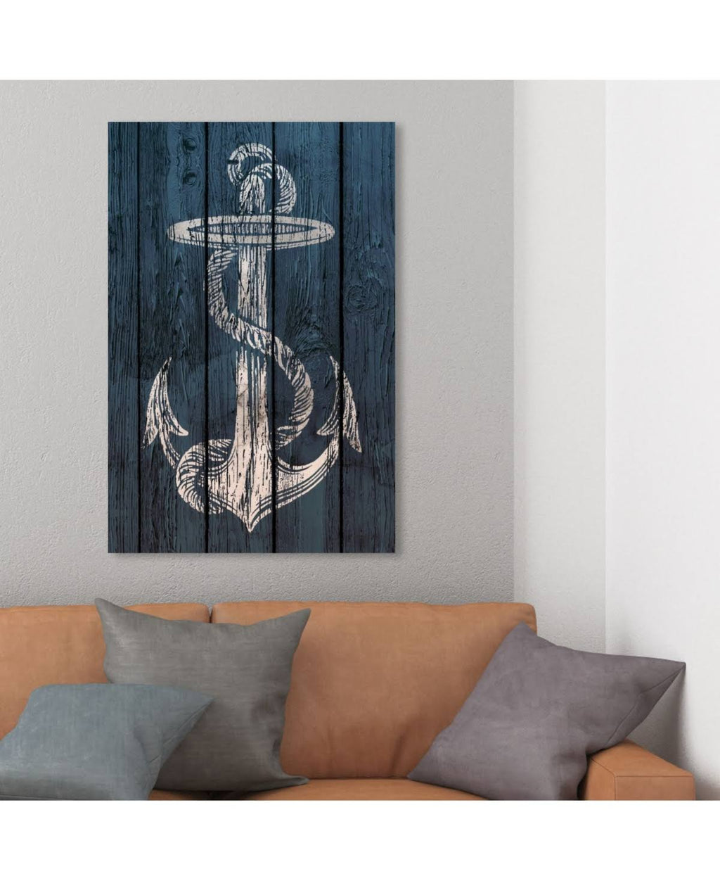 Blue Weathered Anchor Canvas Art T1609
