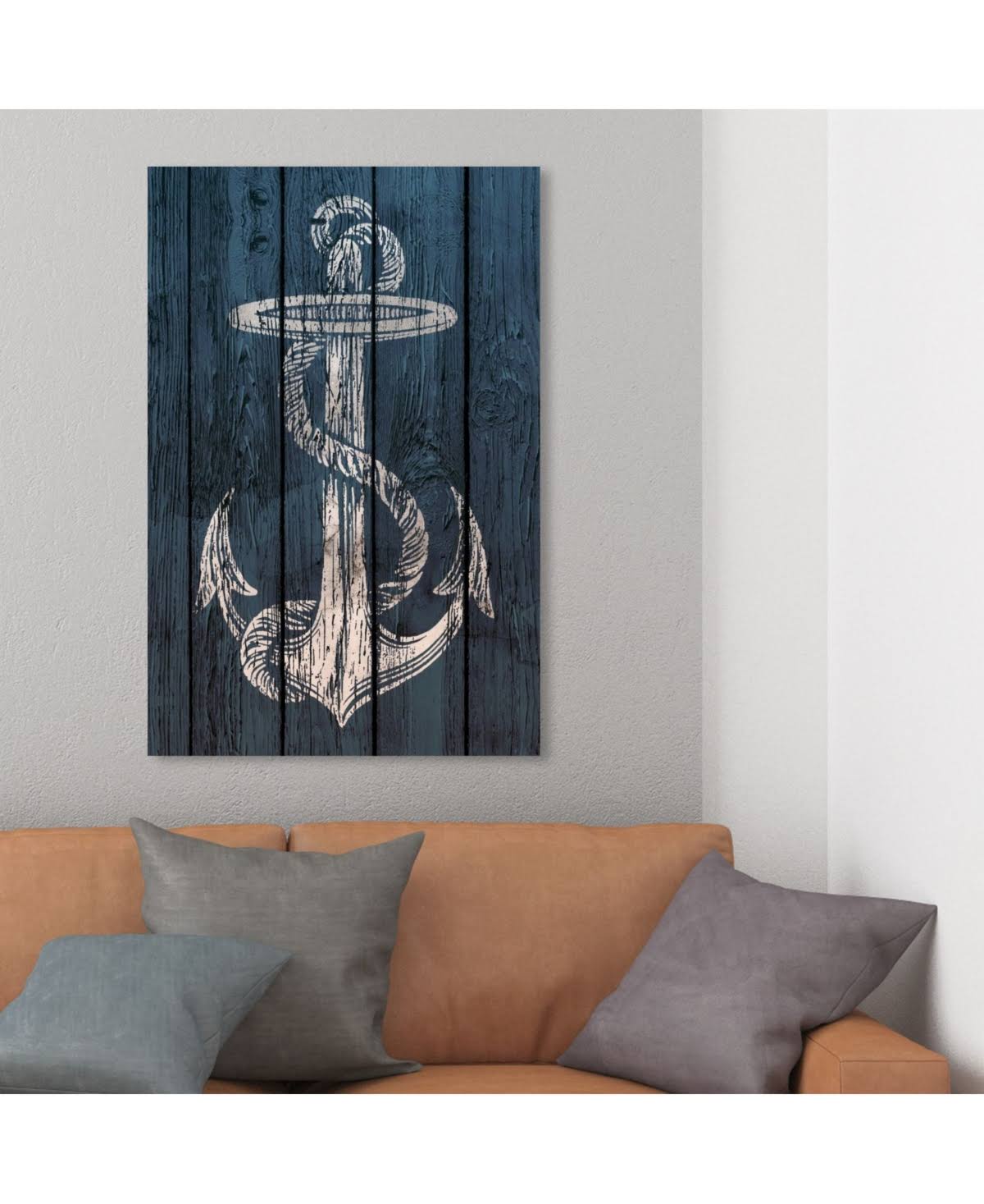 Blue Weathered Anchor Canvas Art T1609
