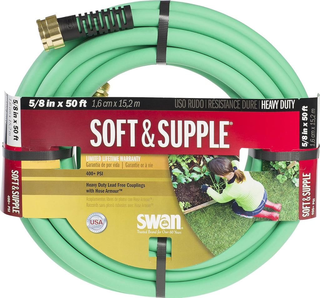 Soft & Supple Easy Coil Water Hose with Crush Proof Couplings 50' x 5/8", Green I49282
