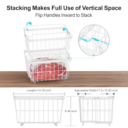 3 Pack Adjustable Black Freezer Organizer Bins W1670