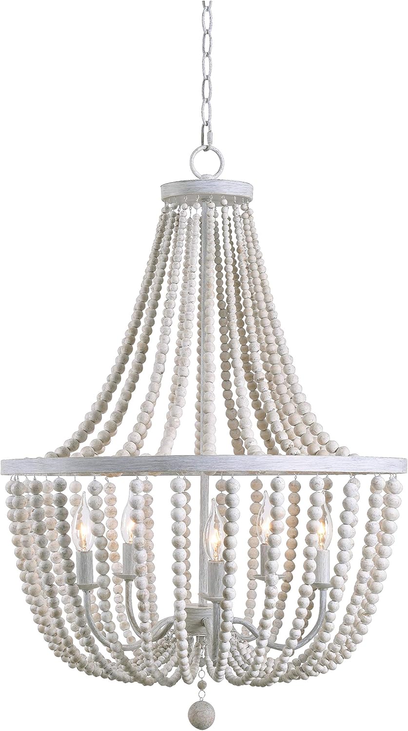 3 Lt Wood Bead Chandelier T80160