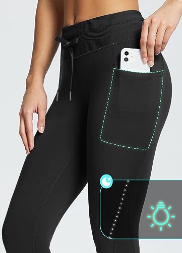 Women's Fleece Lined High Waisted Water Resistant Thermal Warm Winter Leggings with Pockets G164053