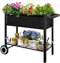 Black Raised Garden Bed with Legs on Wheels B18979