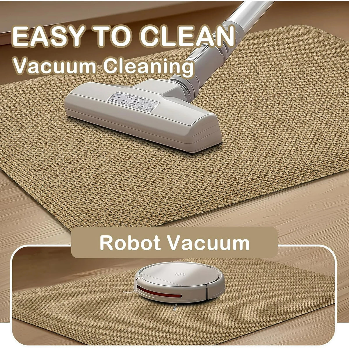 Beige Cushioned Anti-Fatigue Kitchen Mats 2PCS 17.3"x28" 17.3"x47" G96855